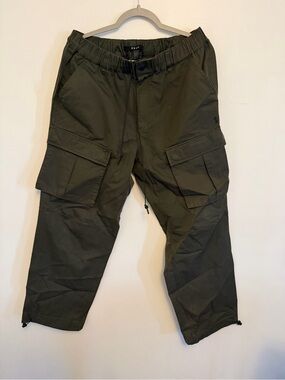Ksubi Men's Olive Cargo Pants with Drawstring L (32-34) baggy